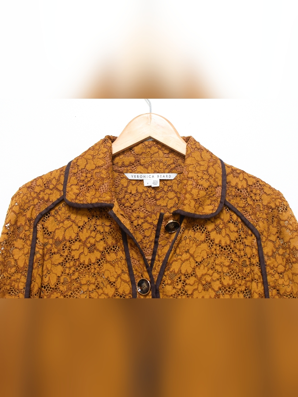 Veronica Beard Coppola Floral Lace Jacket Blazer Mustard Pockets Size 8 - Picture 5 of 13
